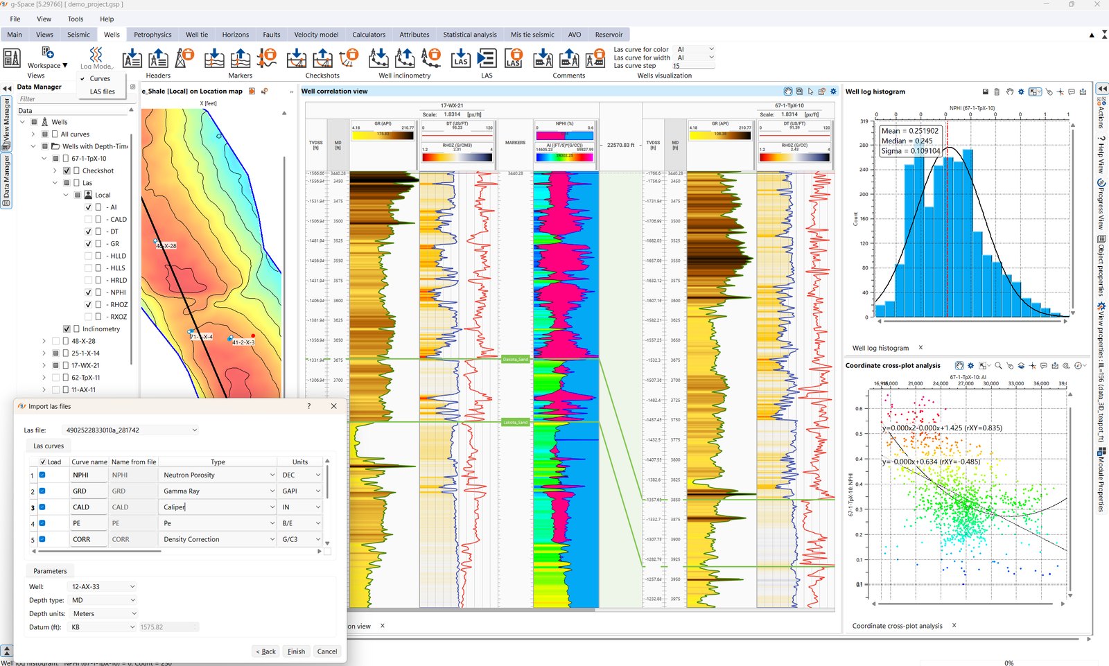 Petrophysical interpretation workspace in g-Space