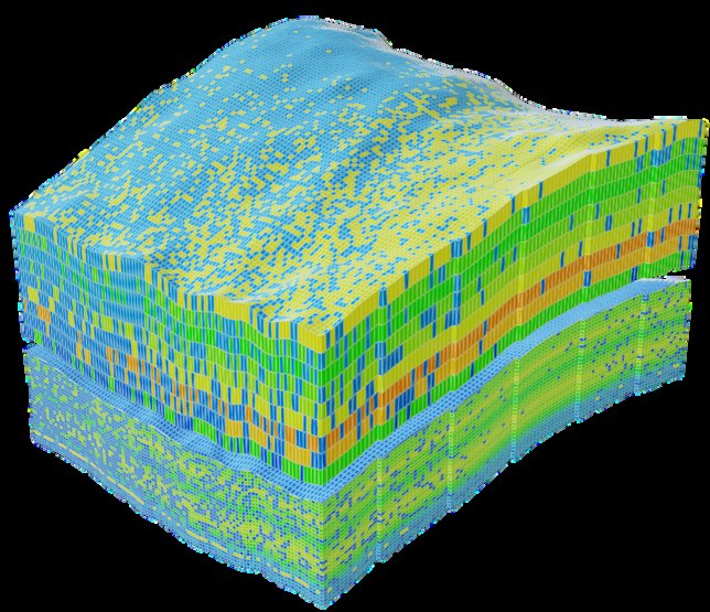 3D reservoir property model in g-Space